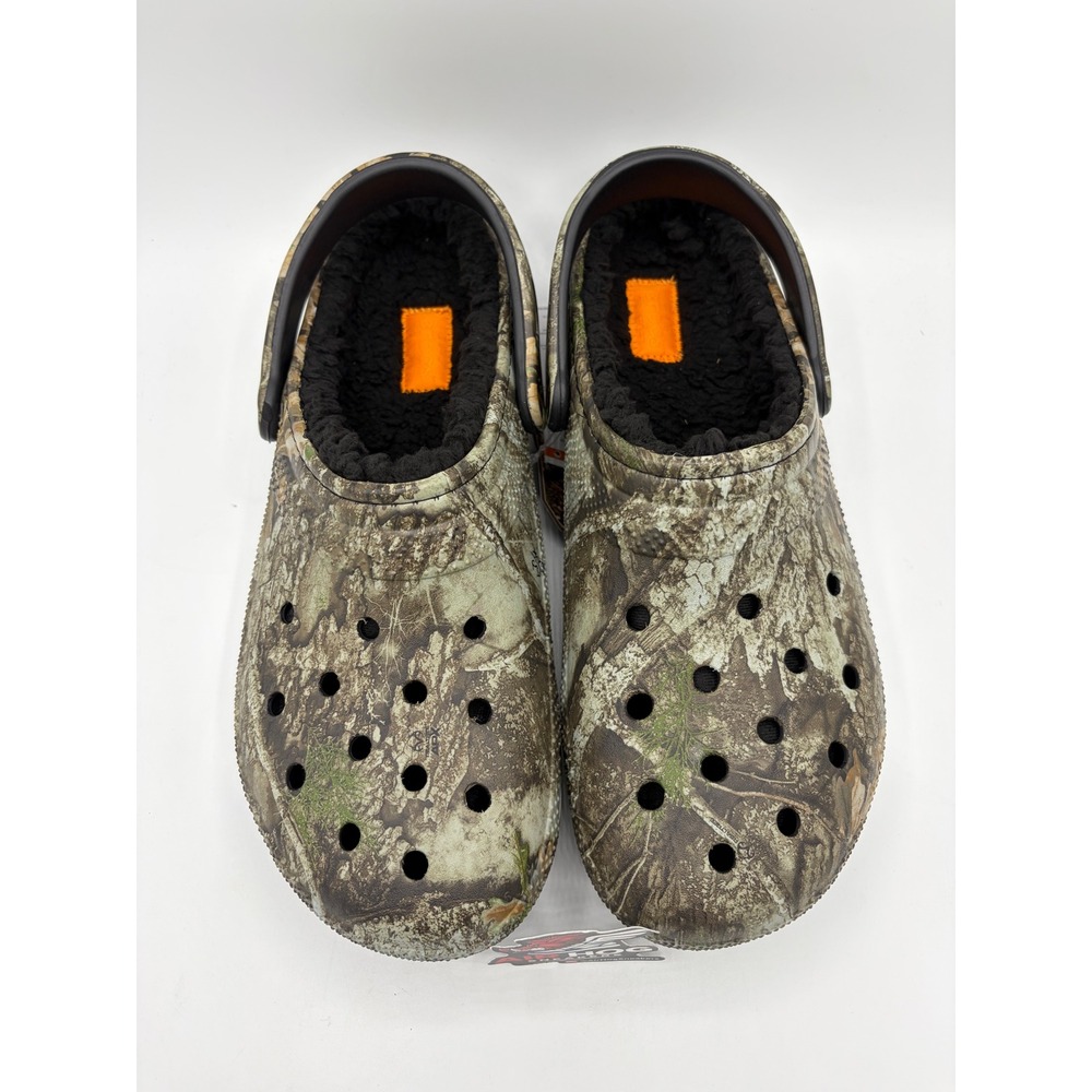 Crocs Classic Lined Clog Realtree APX Camo Mens 11 Black Fuzzy Fur Lining New